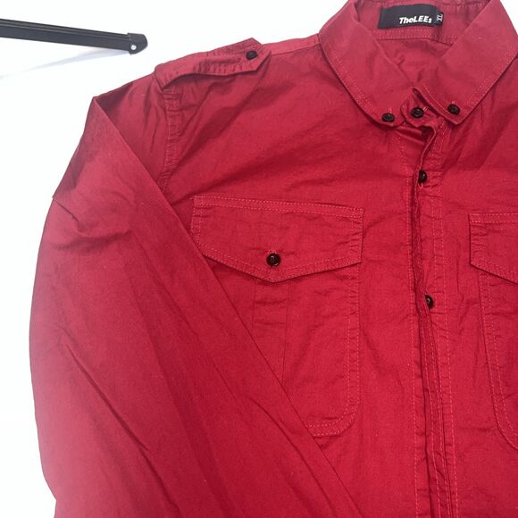 TheLees Men's Size XL Dress Shirt Red Button Down Long Sleeve Collared - Picture 5 of 15